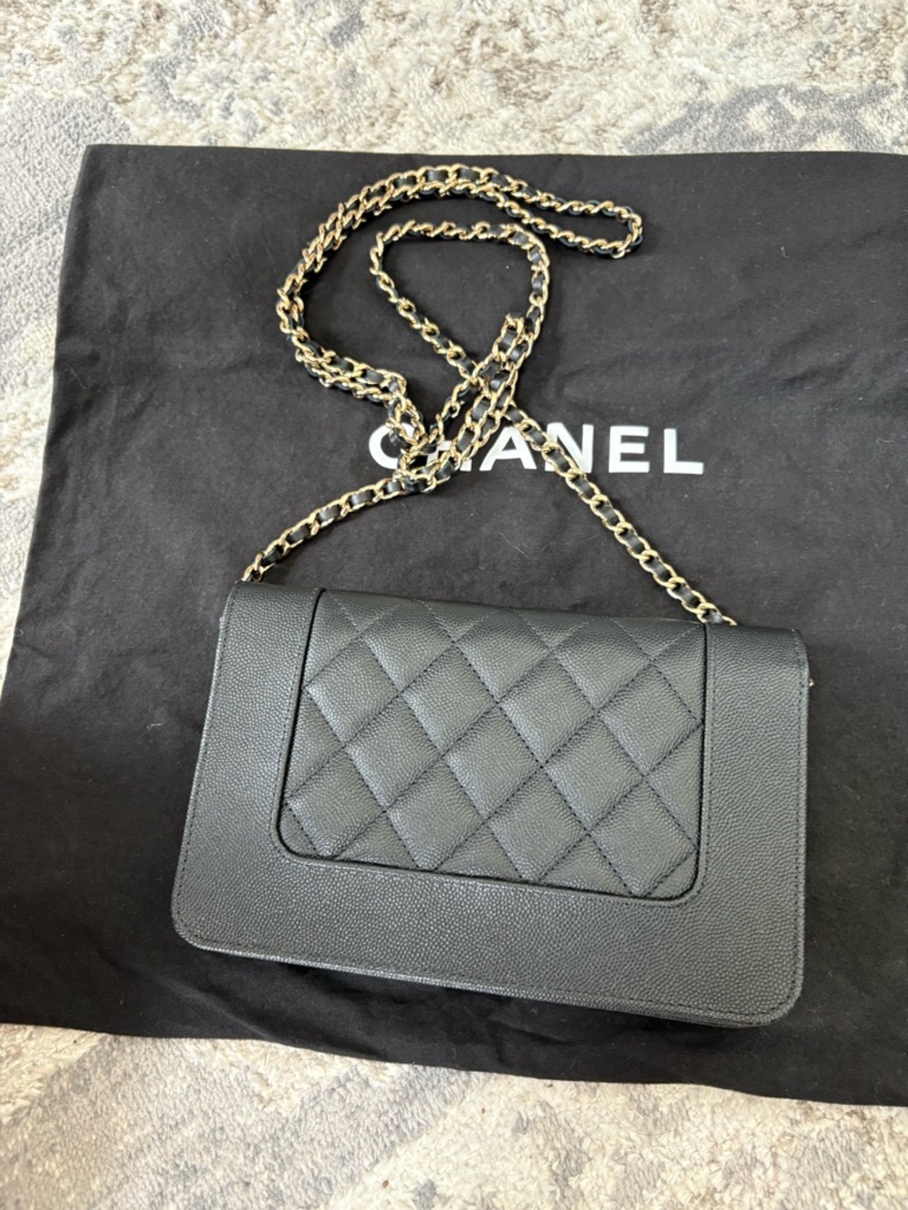 CHANEL Black Quilted Leather Crossbody with Gold-Tone Chain - Picture 10 of 10
